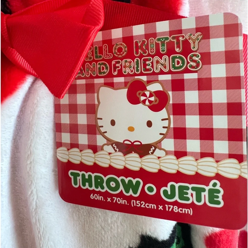 HELLO KITTY‎ Holiday Christmas Pink Plush Throw Blanket 60x70 NWT